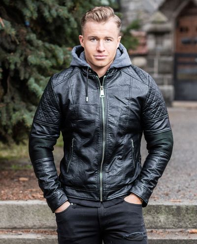 Winter Hooded Faux Leather Jacket New Jerone