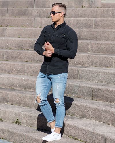 Camisa de mezclilla Sheridan Black Jack & Jones Camisa de mezclilla Sheridan Black Jack & Jones