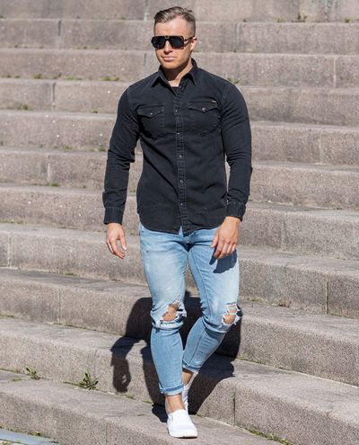 Camisa de mezclilla Sheridan Black Jack & Jones Camisa de mezclilla Sheridan Black Jack & Jones