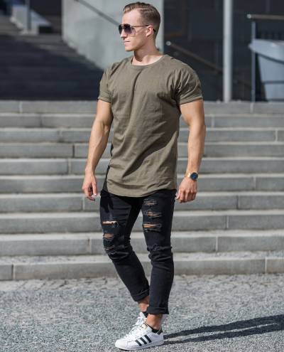 Long Shaped Turnup Tee Olive Urban Classics