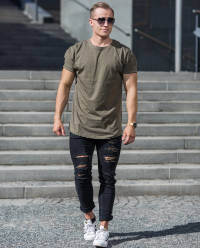 Long Shaped Turnup Tee Olive Urban Classics