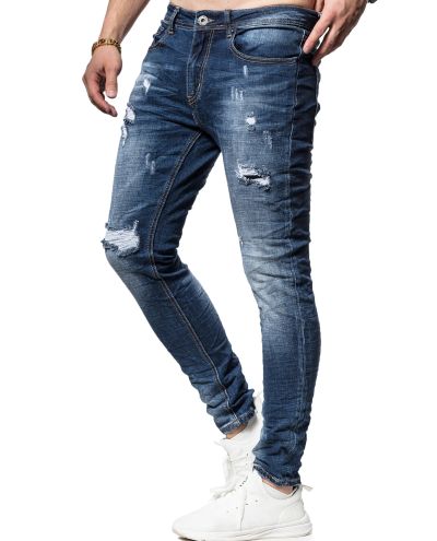 Blue Slim Fit Jeans With Acid Wash L32 Jerone