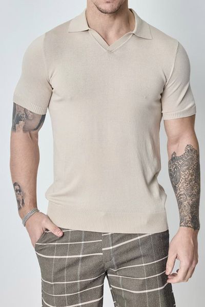 Short sleeved plain knitted polo shirt FRILIVIN Short sleeved plain knitted polo shirt FRILIVIN
