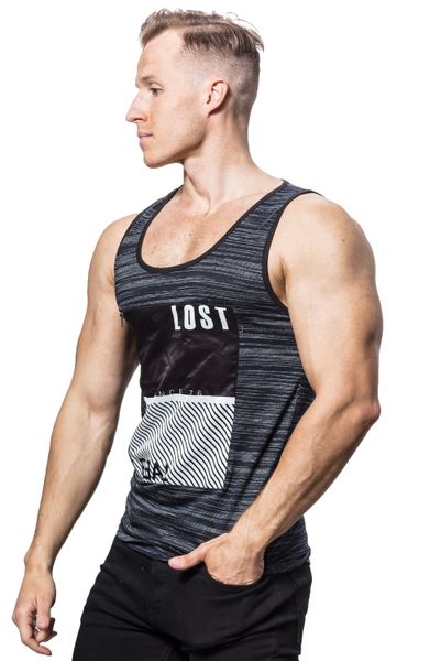 Lost Printed Tank Navy Zipper Detail Jerone