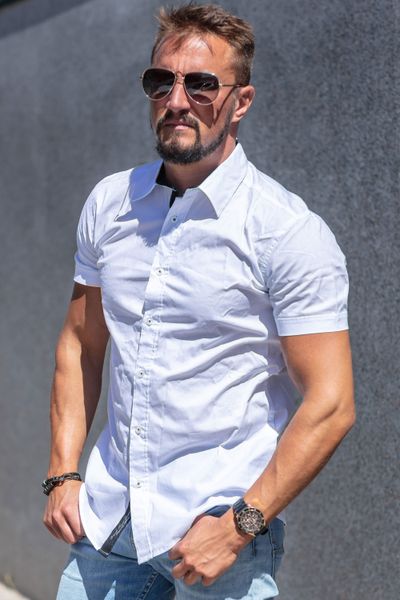 White Short Sleeve Dress Shirt Carisma