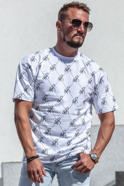 All Over Logo Print White T-Shirt Oversize Aarhon All Over Logo Print White T-Shirt Oversize Aarhon