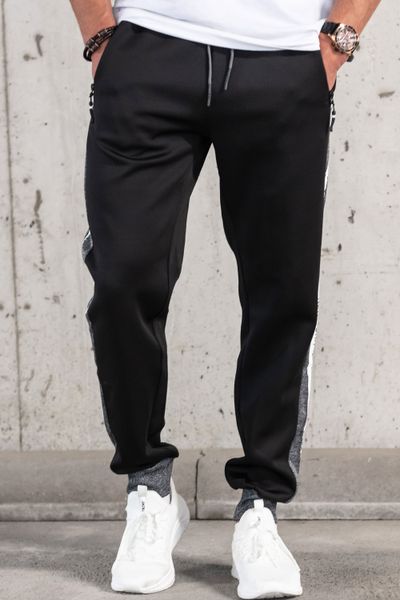 pantalon de chandal negro de hombre con rayas laterales