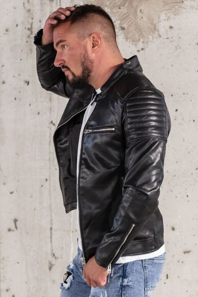 Chaqueta de cuero de imitación de los hombres bikerbadding