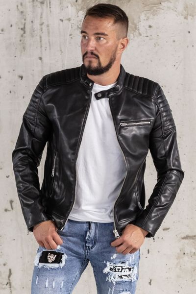 Chaqueta de cuero de imitación de los hombres bikerbadding