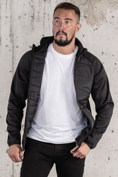 chaqueta ligera de otoño para hombre híbrida con parte central deslizante