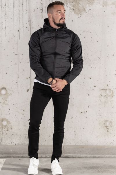 chaqueta ligera de otoño para hombre híbrida con parte central deslizante