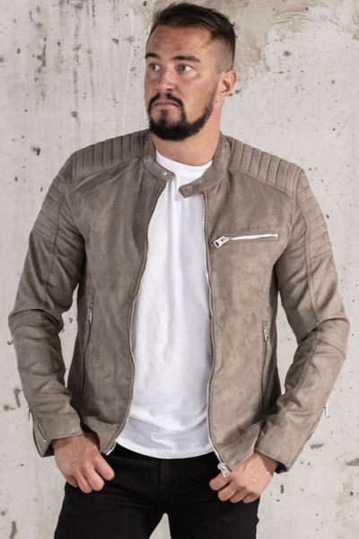 Chaqueta de ante marrón gris para hombre