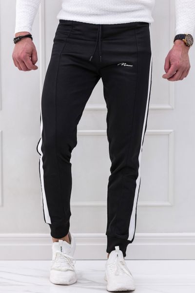 Pantalón de chándal negro con rayas blancas