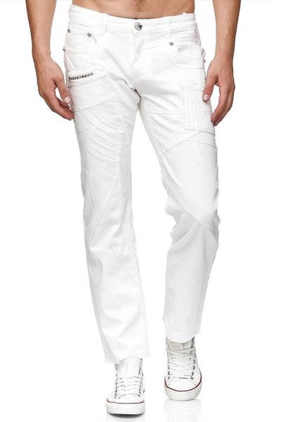 Vaqueros blancos de hombre con broderie decorativo