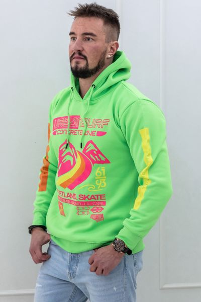sudadera con capucha para hombre con estampado verde neón