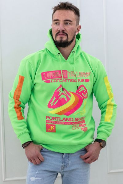 sudadera con capucha para hombre con estampado verde neón