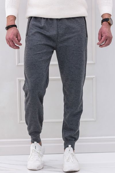 pantalones de chándal gris de los hombres con bolsillos con cremallera