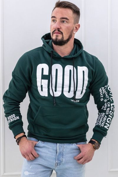 sudadera con capucha de los hombres de texto impreso verde