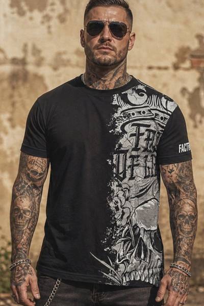 Camiseta rock spiritual de hombre con estampado en la espalda