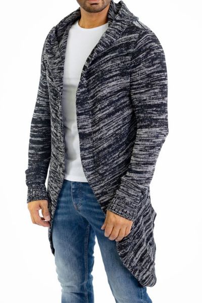 chaqueta de punto abierta de hombre en blanco y negro