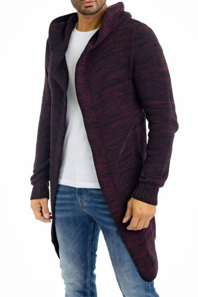 chaqueta de punto abierta burdeos