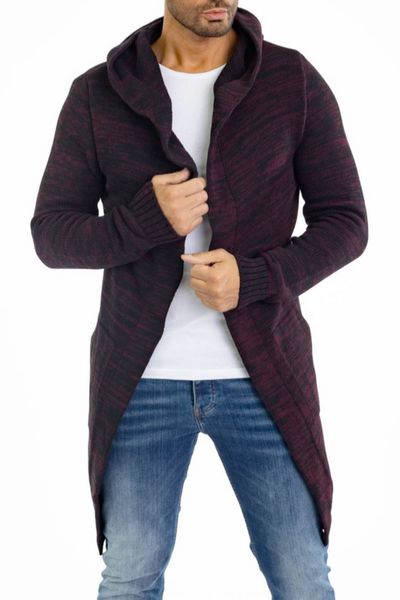 chaqueta de punto abierta burdeos
