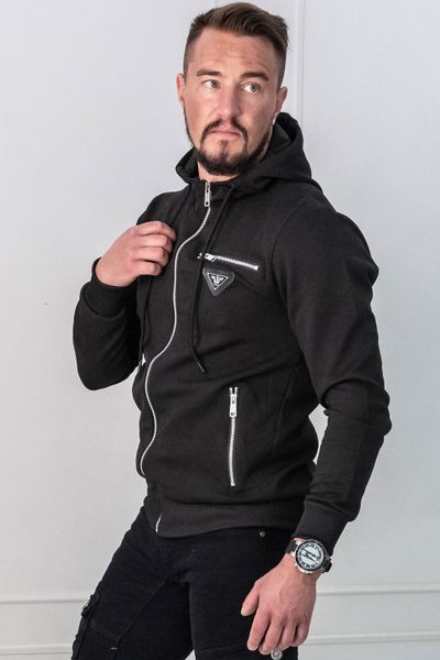 Sudadera con capucha estructurada negra con detalles plateados JERONE