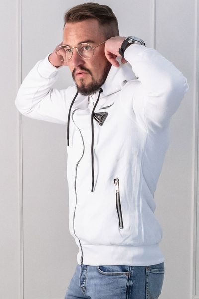 Sudadera con capucha estructurada blanca con detalles plateados JERONE