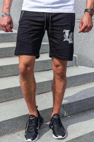 Pantalones cortos tipo college negros LA con bolsillos con cremallera JERONE