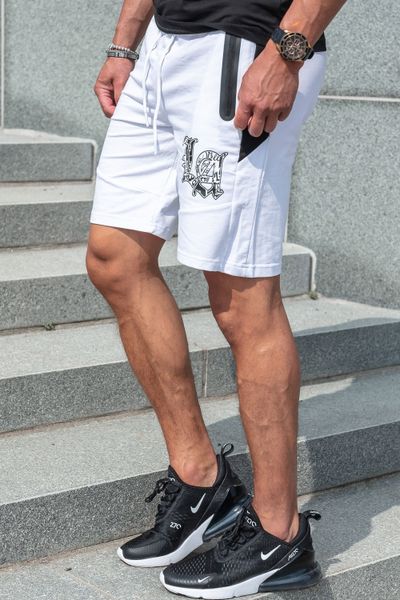 Pantalones cortos de felpa blancos LA con bolsillos con cremallera JERONE