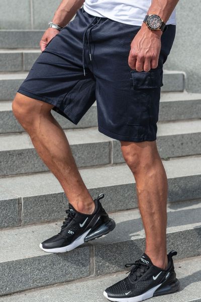 Pantalones cortos de felpa para hombre en azul marino