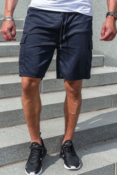 Pantalones cortos de felpa para hombre en azul marino