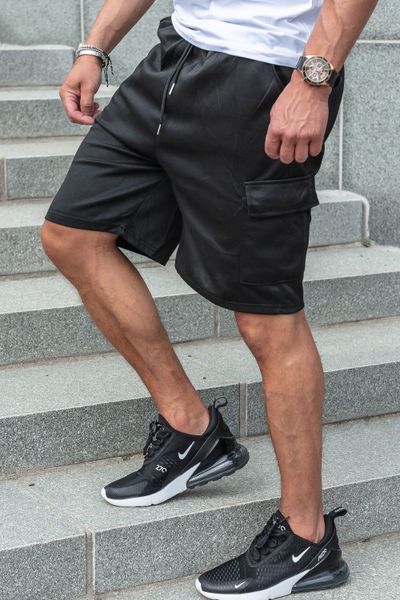 Pantalones cortos de felpa negros para hombre