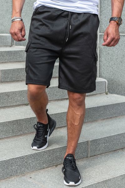 Pantalones cortos de felpa negros para hombre