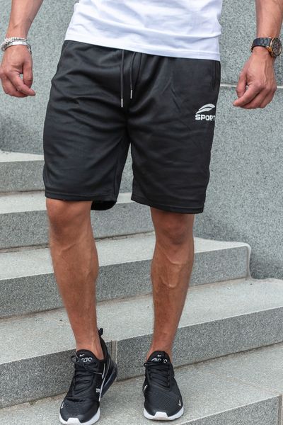 Pantalones cortos de hombre negros tipo college con bolsillos con cremallera
