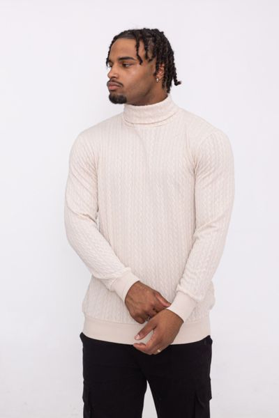 Jersey de cuello alto estructurado ligero beige AARHON