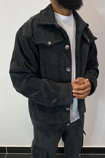 Chaqueta ligera de pana azul marino AARHON
