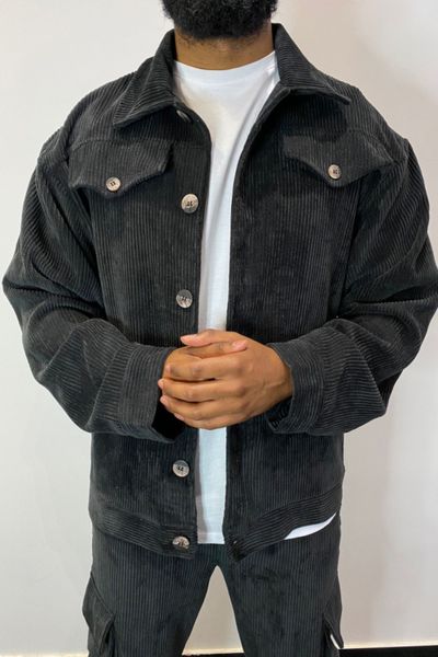 Chaqueta ligera de pana azul marino AARHON