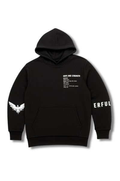 Sudadera con capucha negra estampada AARHON