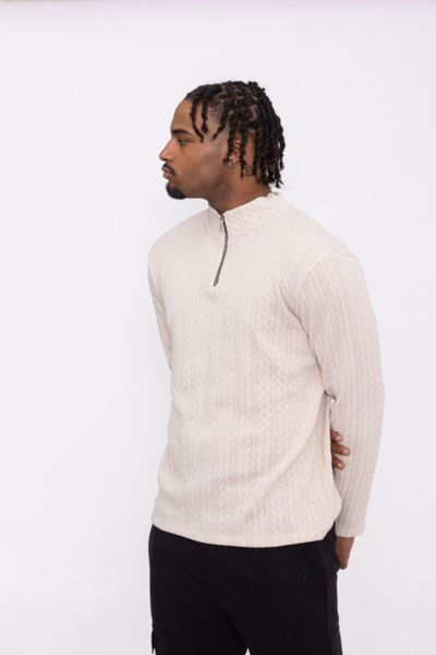 Jersey estructurado beige con cremallera AARHON Jersey estructurado beige con cremallera AARHON
