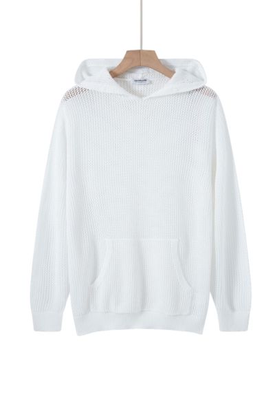Sudadera blanca de hombre con capucha tejida AARHON