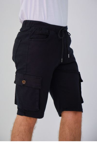 Pantalones cortos negros elásticos para hombre con bolsillos laterales JERONE