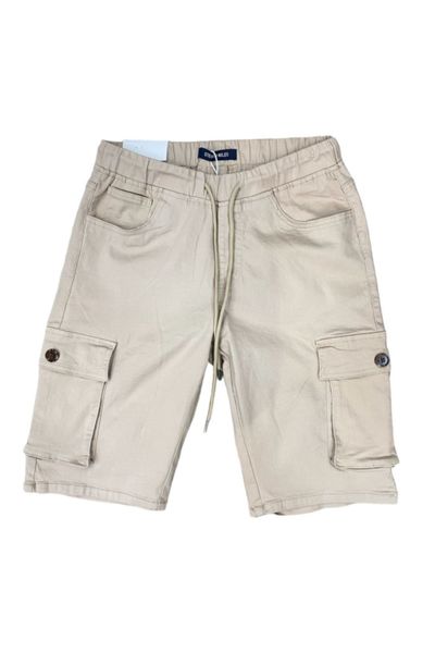 Pantalones cortos beige elásticos para hombre con bolsillos laterales JERONE