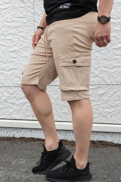 Pantalones cortos beige elásticos para hombre con bolsillos laterales JERONE