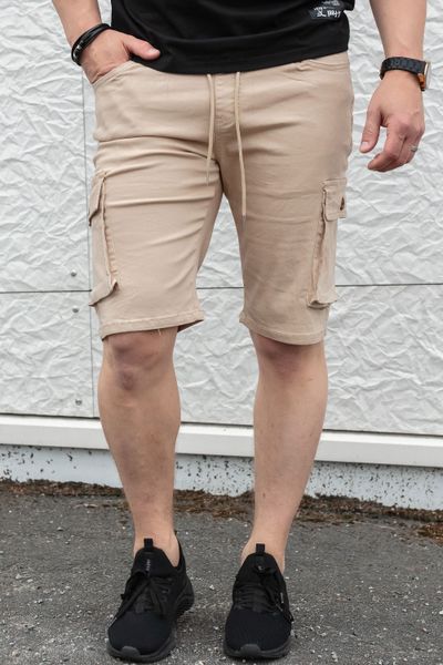 Pantalones cortos beige elásticos para hombre con bolsillos laterales JERONE
