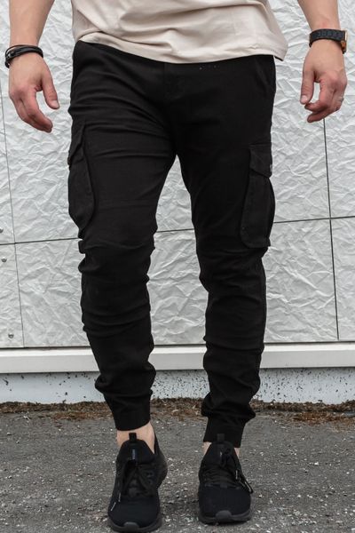 Pantalones ajustados negros para hombre con bolsillo en el muslo JERONE