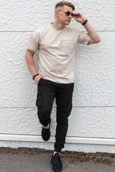 Pantalones ajustados negros para hombre con bolsillo en el muslo JERONE Pantalones ajustados negros para hombre con bolsillo en el muslo JERONE