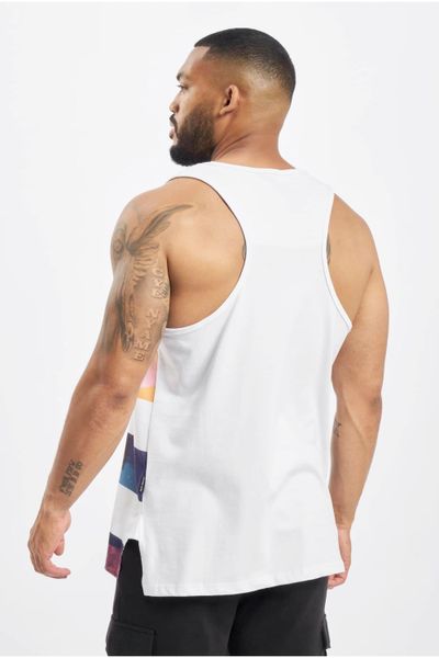Camiseta sin mangas blanca con estampado beachvibe JUST RHYSE