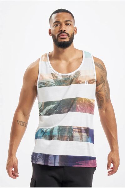 Camiseta sin mangas blanca con estampado beachvibe JUST RHYSE Camiseta sin mangas blanca con estampado beachvibe JUST RHYSE