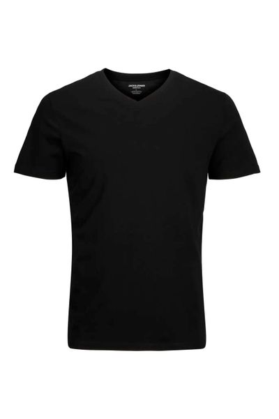 Camiseta de algodón negra con cuello en V Jack&Jones